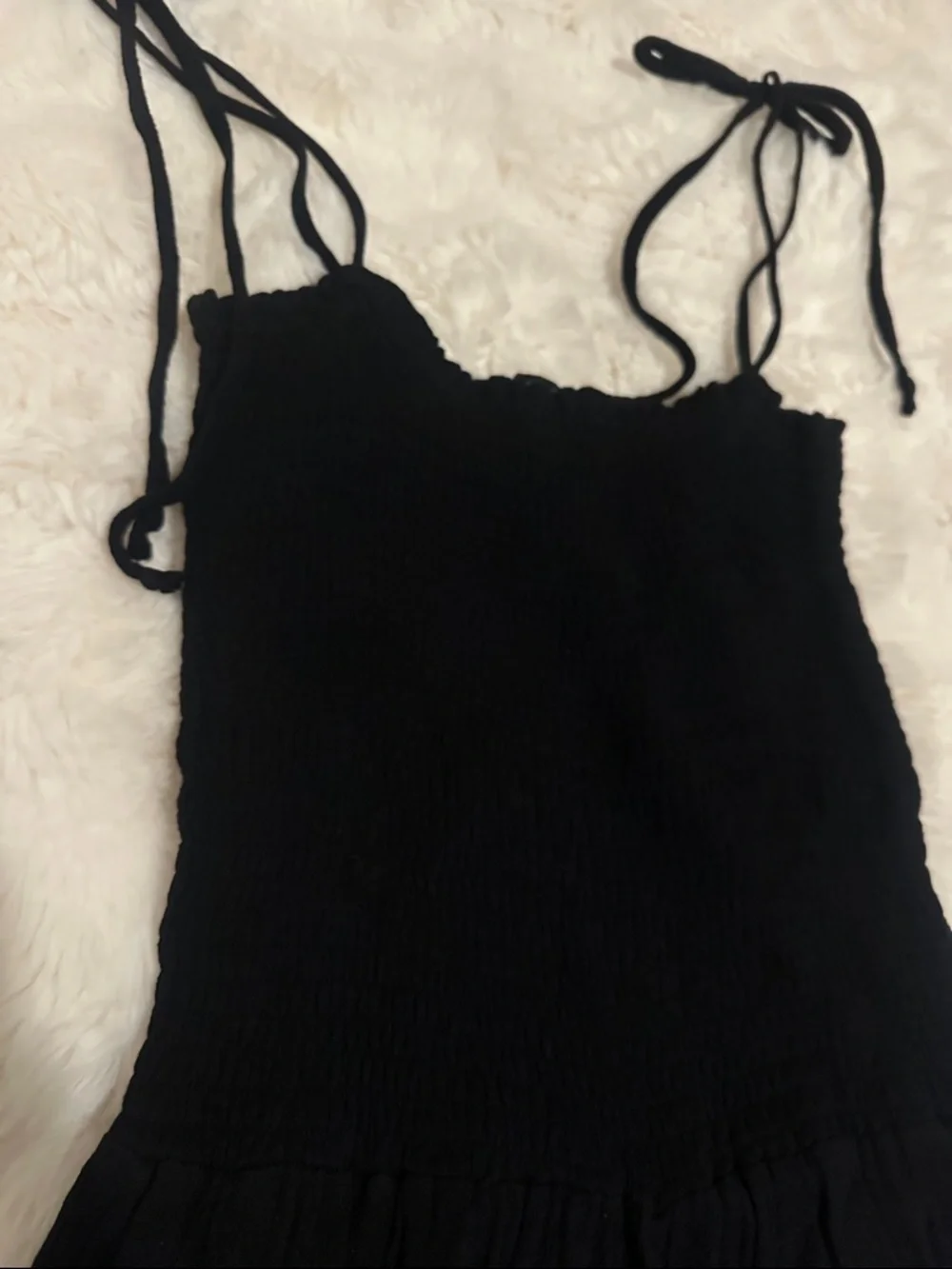 Storia Black Smocked Bodice Jumpsuit with Tie Straps - Picture 5 of 6